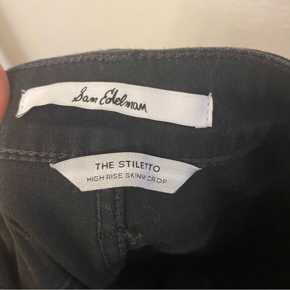 Sam Edelman Stiletto High Rise Skinny Crop black denim jeans cotton rayon 31 - Picture 5 of 11